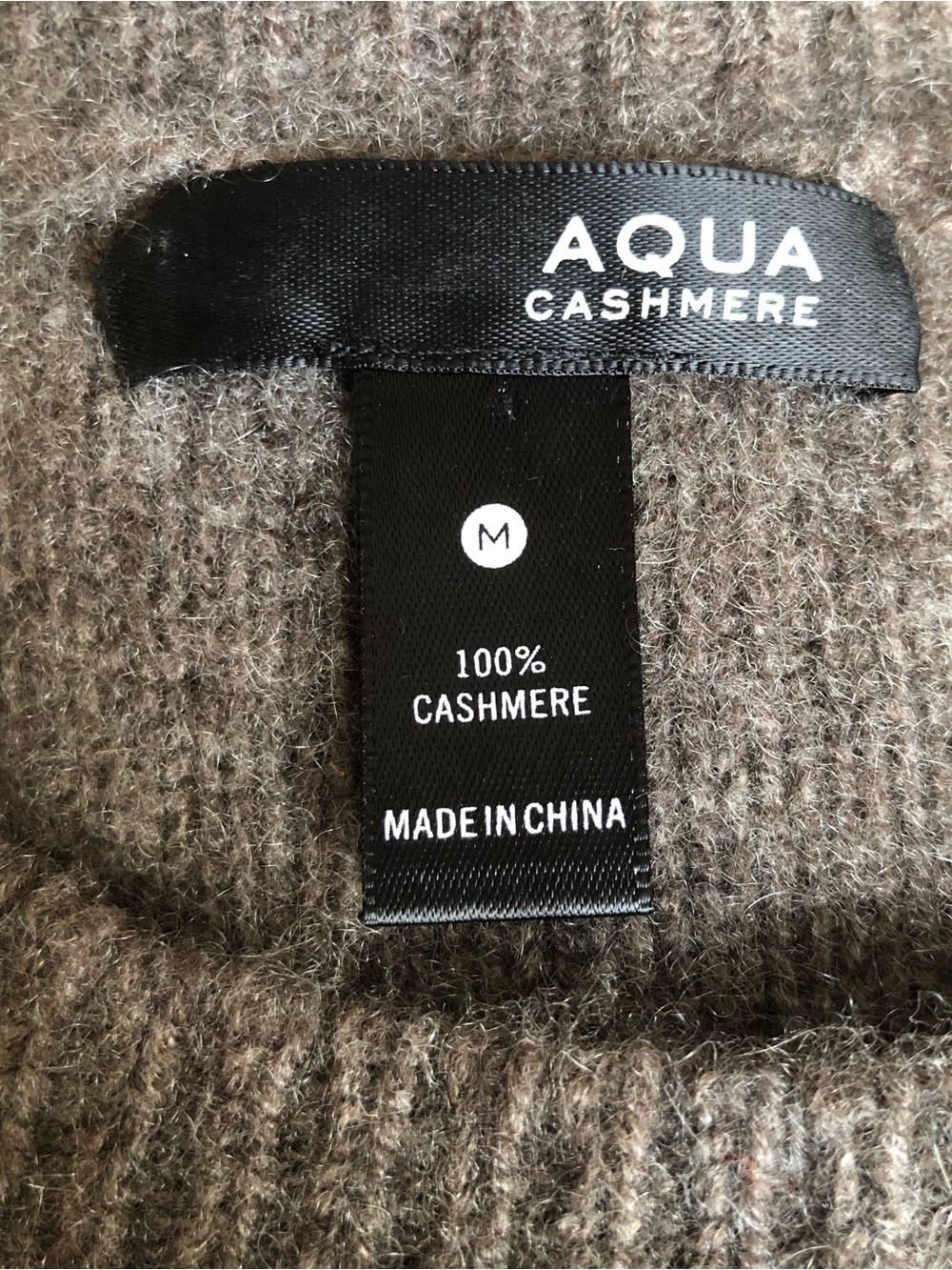 AQUA 100% Cashmere Brown Asymmetric Shark Bite Hem Tunic Sweater M - Picture 3 of 16